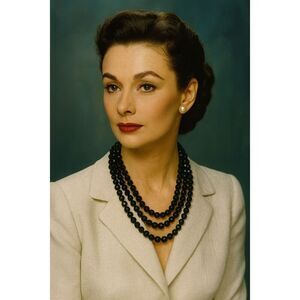 Vintage Midcentury 3 strand black faceted acrylic beads Hong Kong .